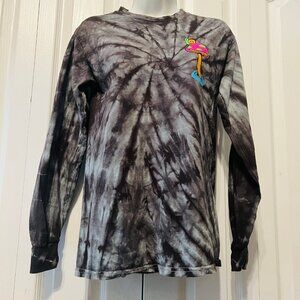Alab Tie Dyed Mushrooms/Worms Long Sleeve T Shirt-Sz. Small-Gray/Neon Pink Mix